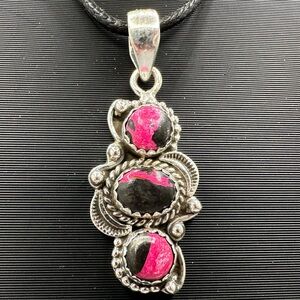 Barbie Dahlia Kingman Sterling Silver 925 Handmade Necklace Pendant Pink
